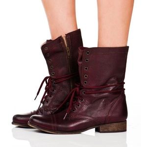 Steve Madden troopa combat boots burgundy 8.5